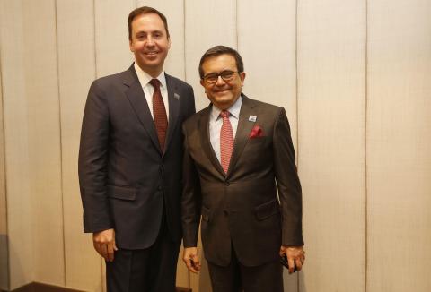 Minister for Trade, Tourism and Investment, the Hon Steven Ciobo MP, meeting Mexican Secretary of the Economy, Ildefonso Guajardo Villarreal in the margins of the signing ceremony for the Comprehensive and Progressive Agreement for Trans-Pacific Partnersh